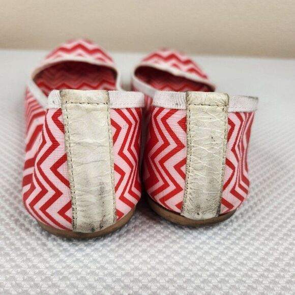 Missoni Red White Chevron Print Flats Womens Size 7 EU 38 - Picture 5 of 8